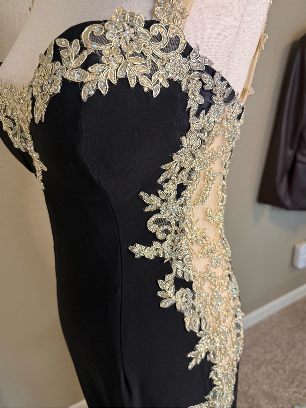 Fiesta Fashion Black Gold Mermaid Formal Gown L - Picture 10 of 14